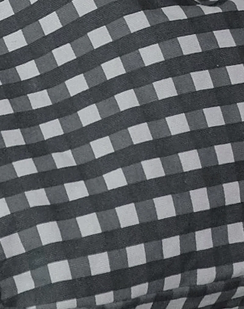 Nagisa Bow Bag in Tonal Gingham Black Grey - Image 3