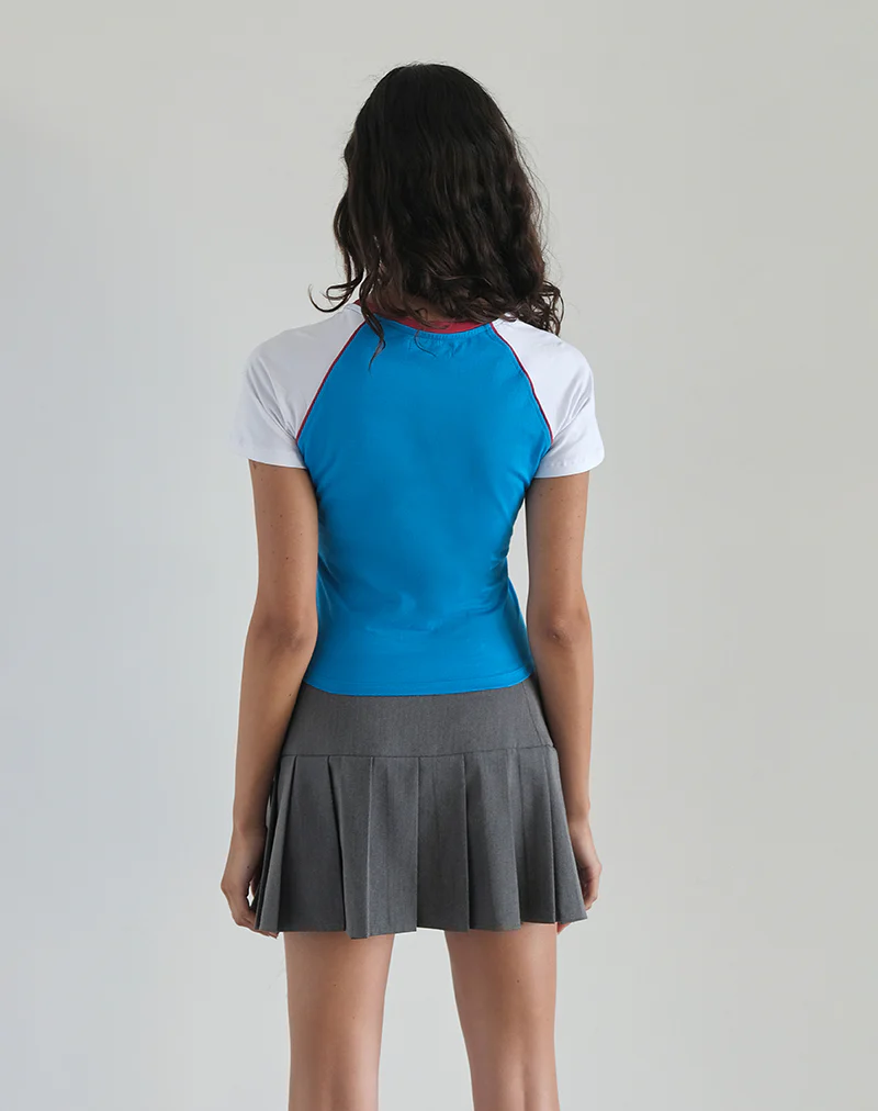 Nagita Racer Top in Aqua Blue with Red Binding - Image 5