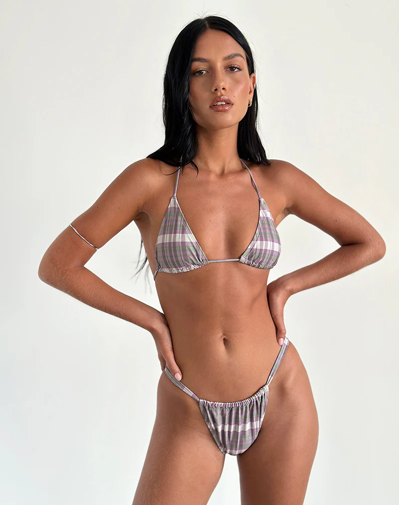 Nakeela Bikini Bottom in Purple Tartan - Image 2