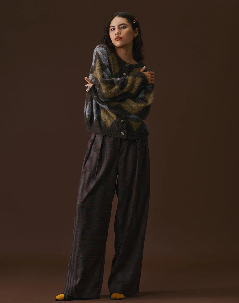 Nala Trouser in Heavy Woven Check Blue and Red