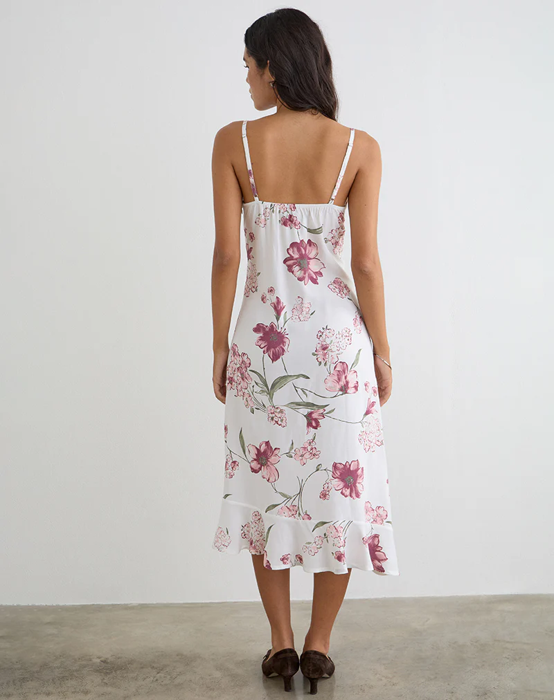 Nalami Midi Dress in Femme Floral White - Image 4