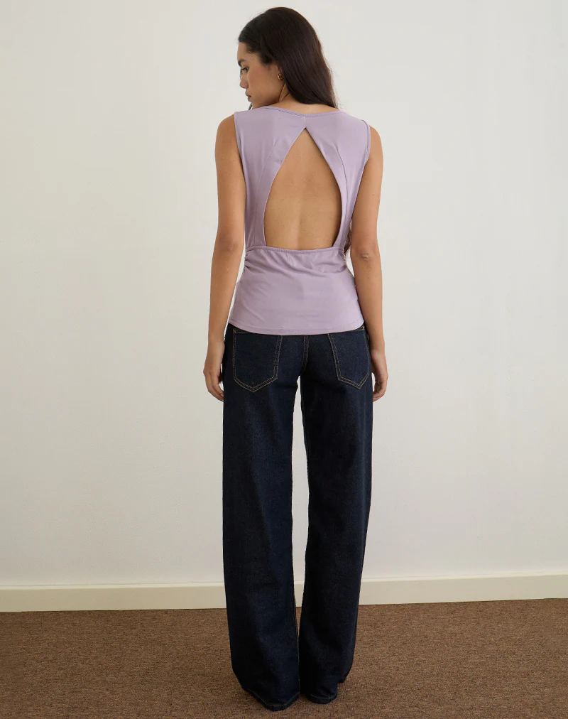 Nali Cowl Knot Top in Cupro Lavender - Image 4