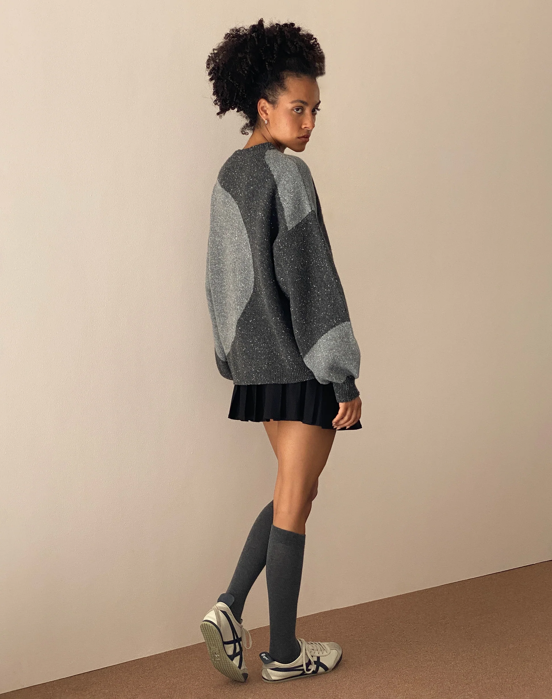 Namari Jumper in Black and Charcoal Mix Knit - Image 3