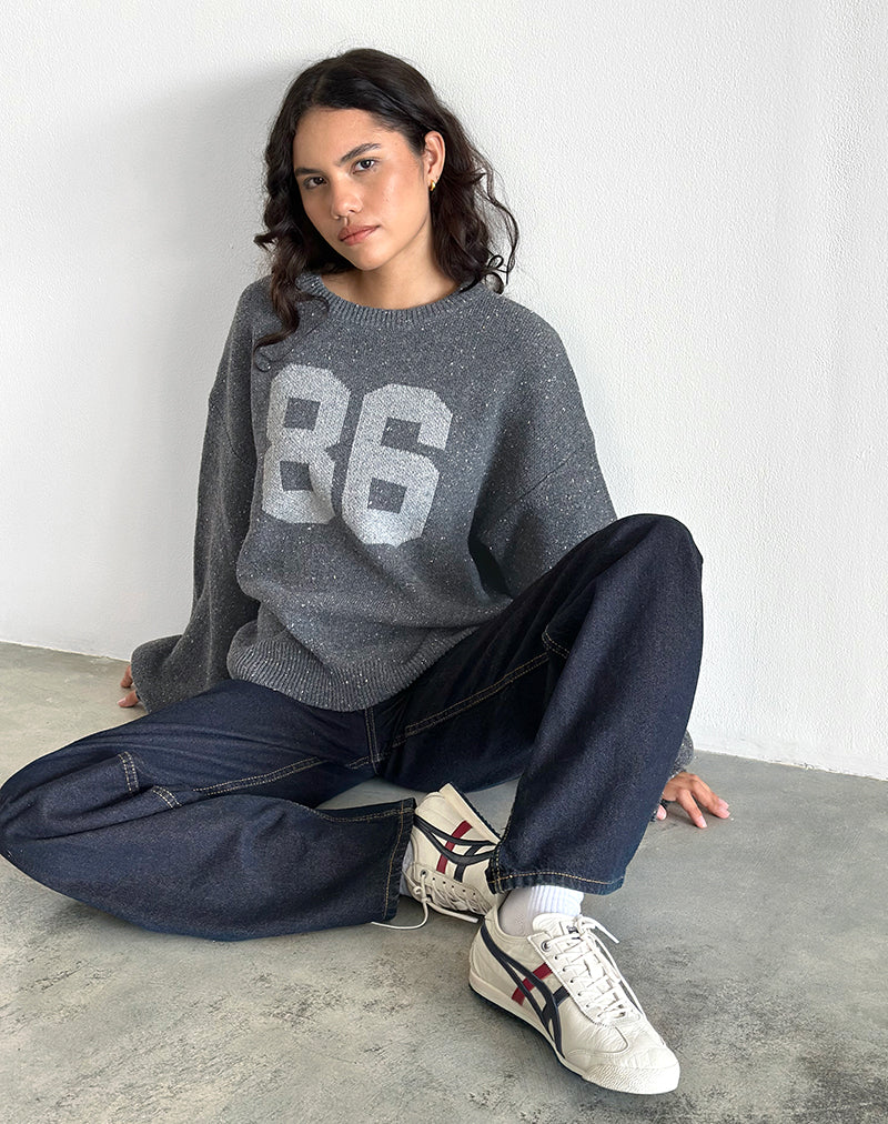 Namari Jumper in Grey Knit with 86 Motif - Image 4