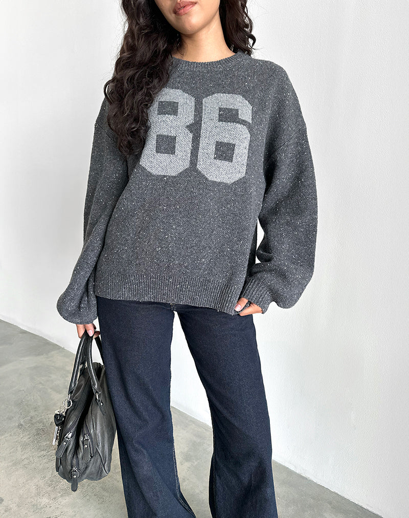 Namari Jumper in Grey Knit with 86 Motif - Image 5