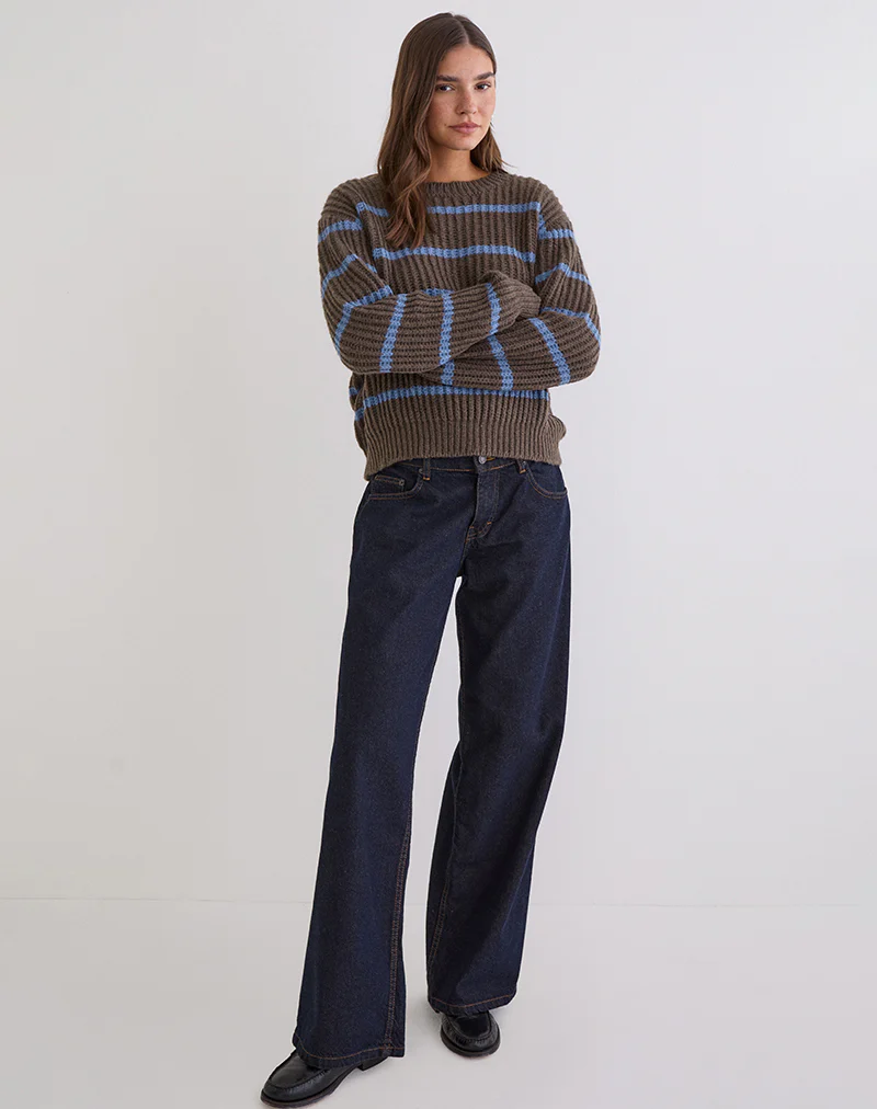 Namirta Jumper in Brown with Blue Stripe - Image 3