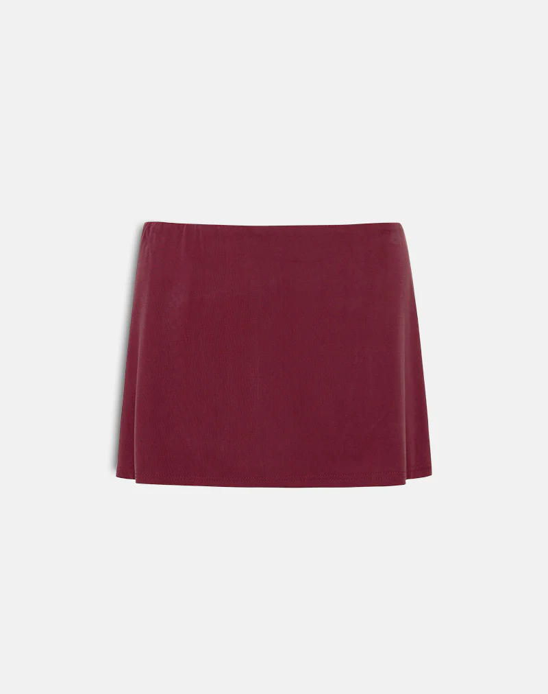 Namya Mini Skort in Cupro Burgundy - Image 5