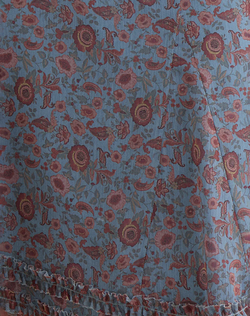Nanami Midi Skirt in Shadow Blossom Blue Chiffon - Image 7