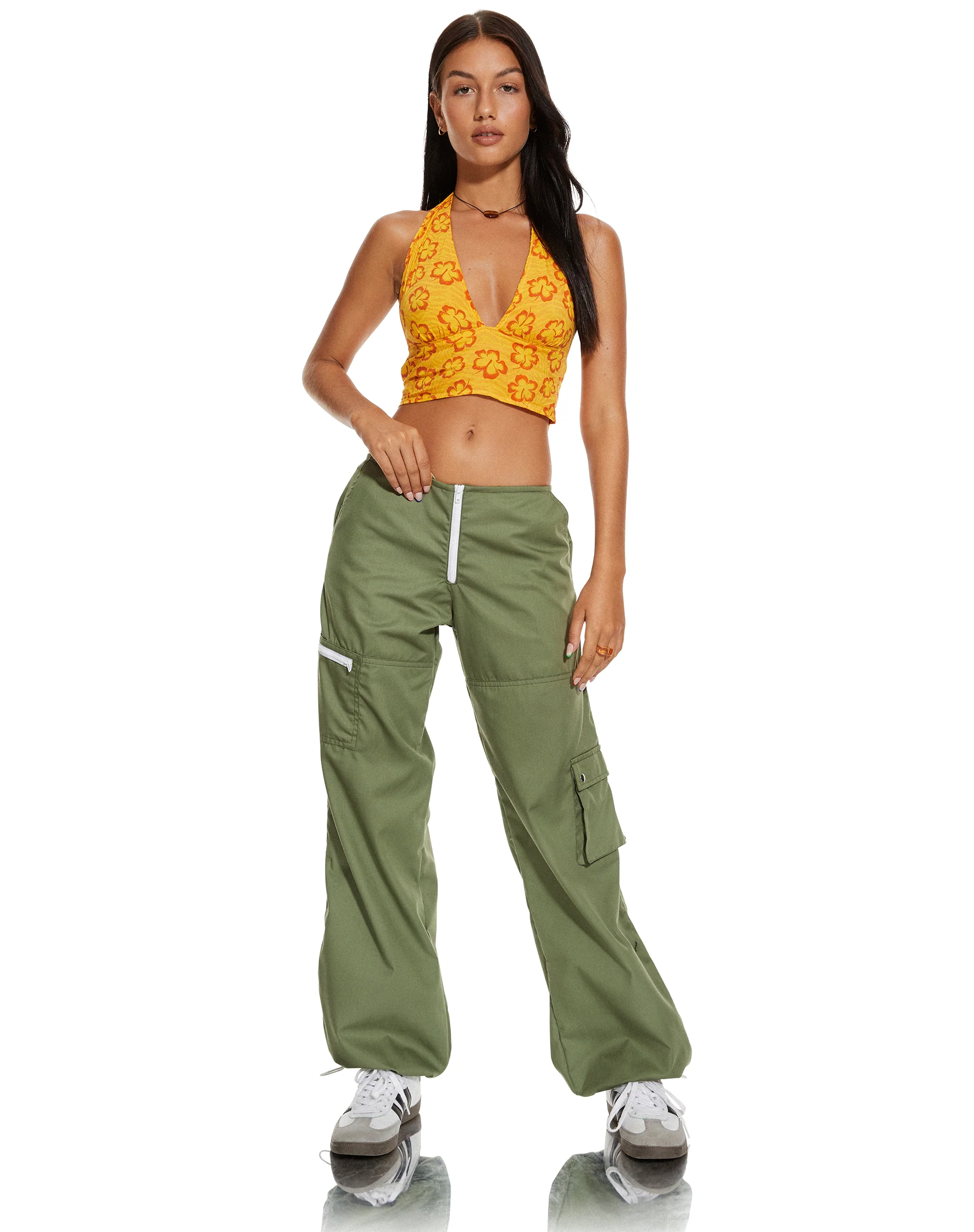 MOTEL X BARBARA Nanda Crop Top in Hibiscus Zebra Orange - Image 4