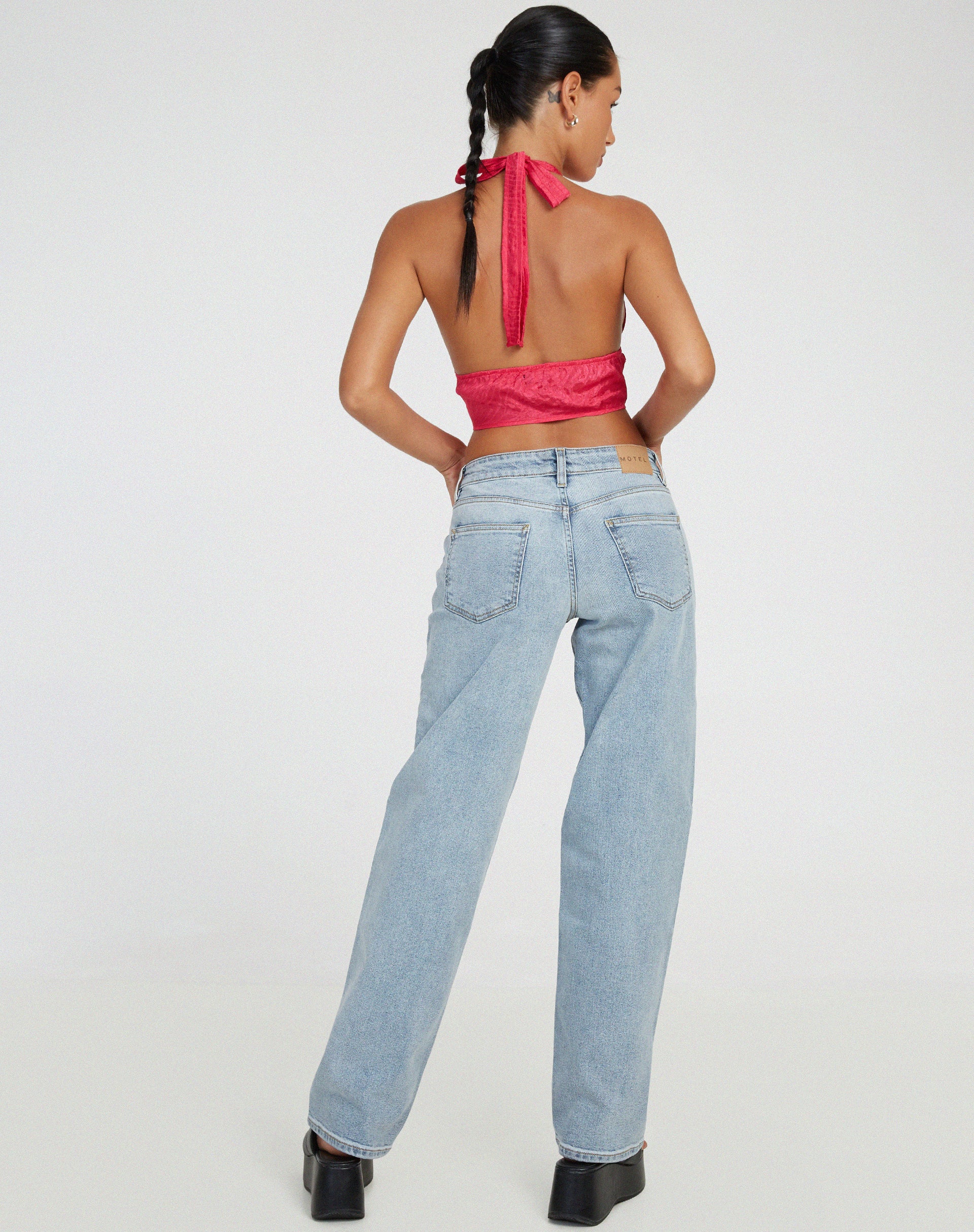 Nanda Crop Top in Satin Zebra Hot Pink - Image 4