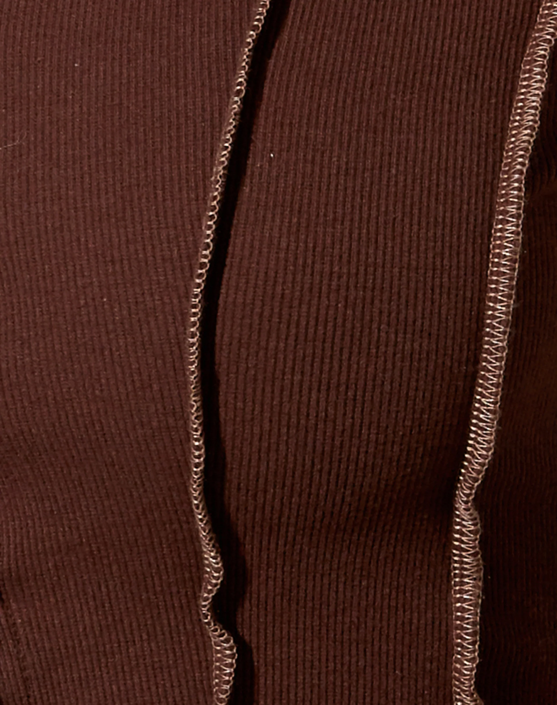 Nandy Crop Top in Rib Deep Mahogany with Brown Stitching - Image 6