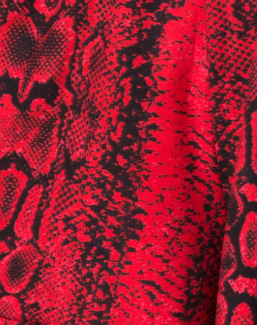 Nanic Plunge Playsuit in Snake Red - Image 5