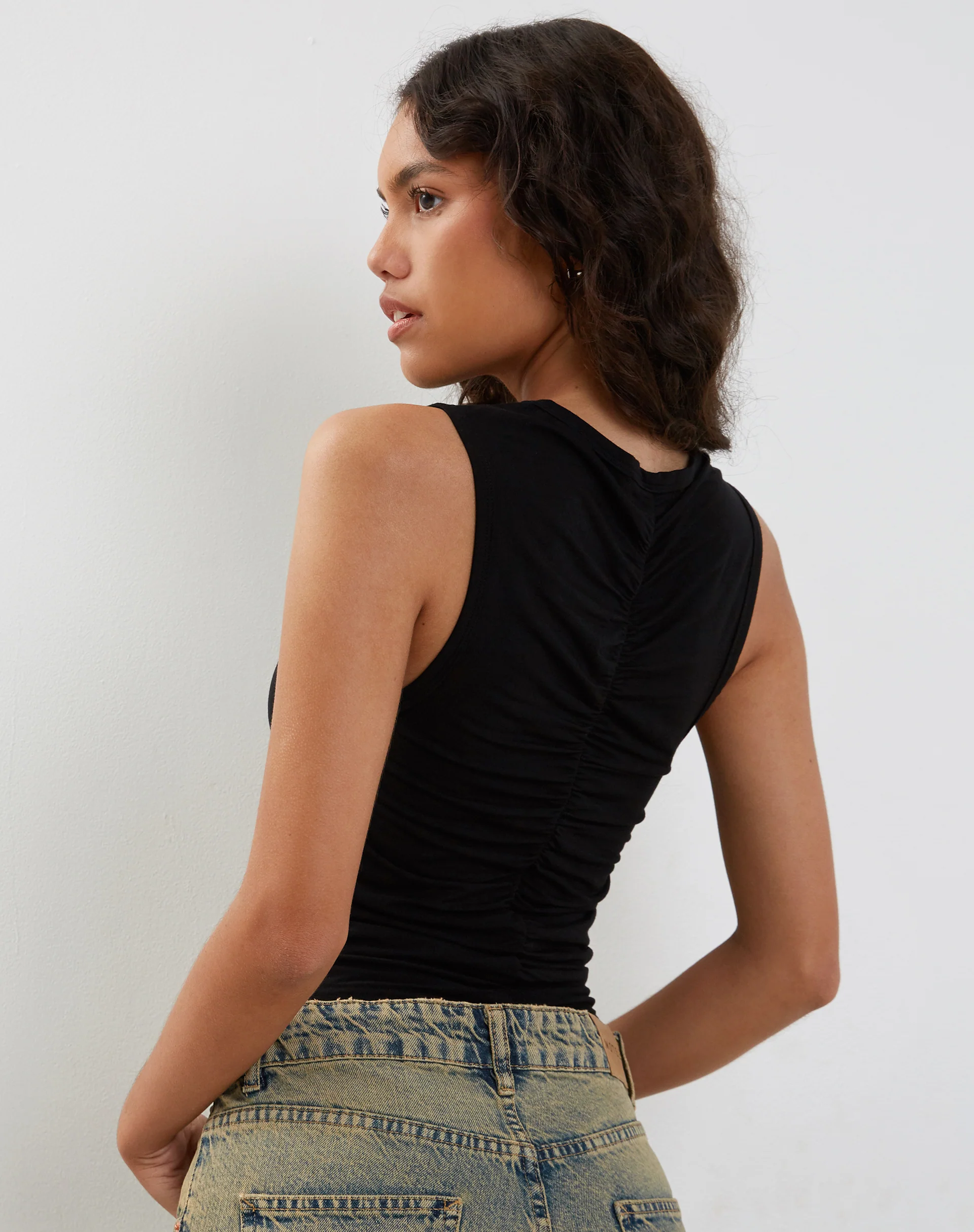 Naoko Ruched Top in Black - Image 3