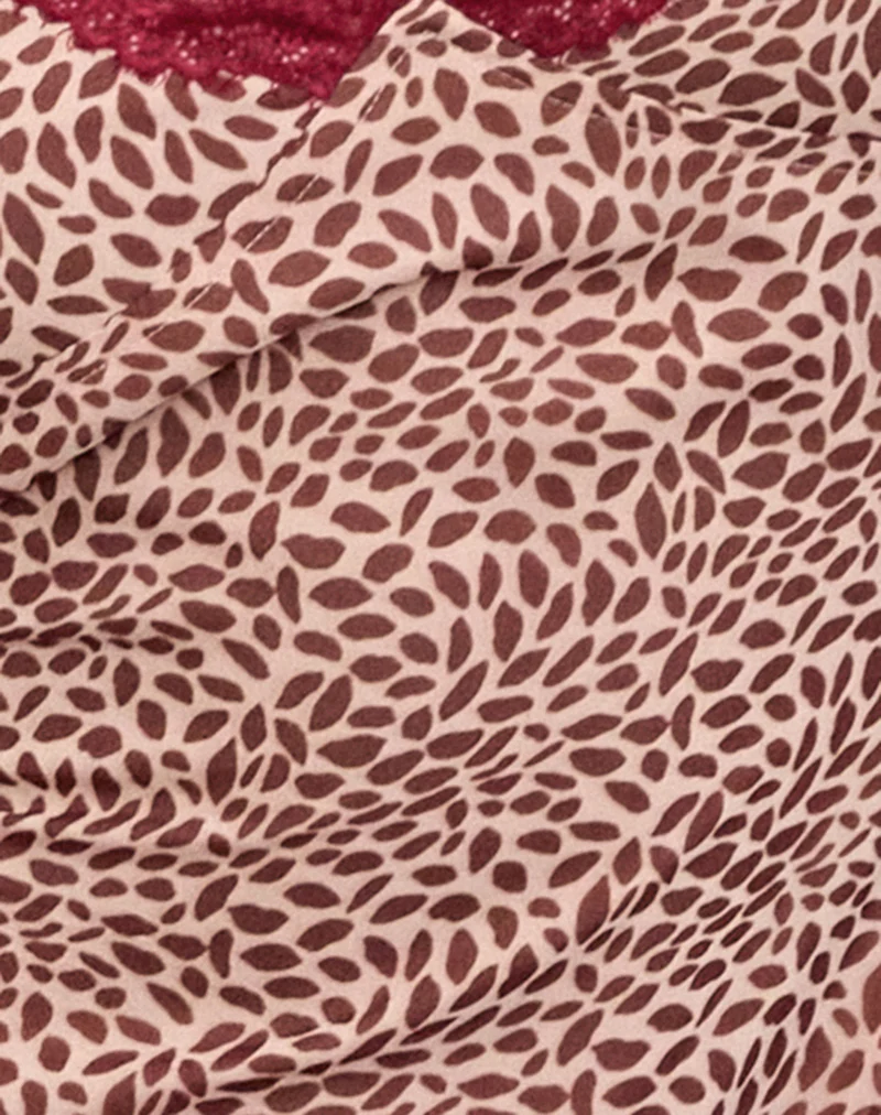 Naoya Midi Dress in Pink and Brown Lips Print - Image 5