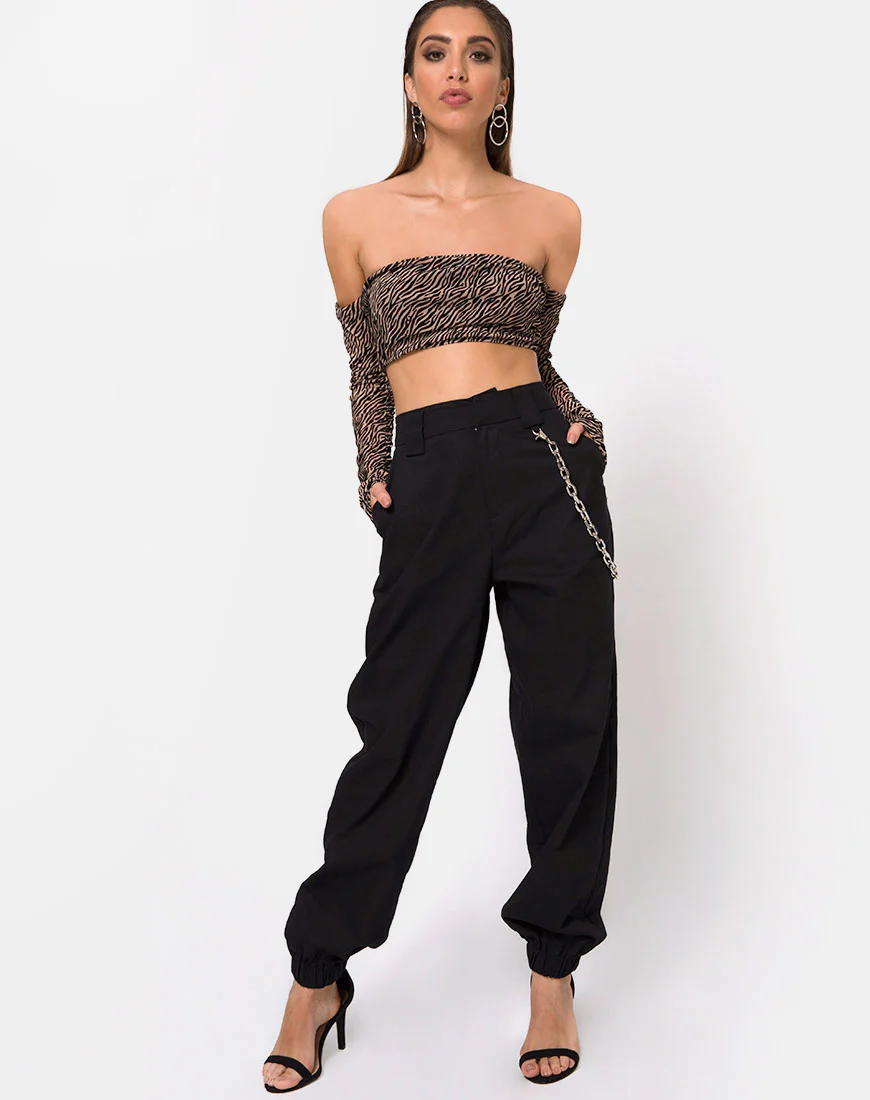 Nareen Off Shoulder Top in Tiger Net Tan - Image 3
