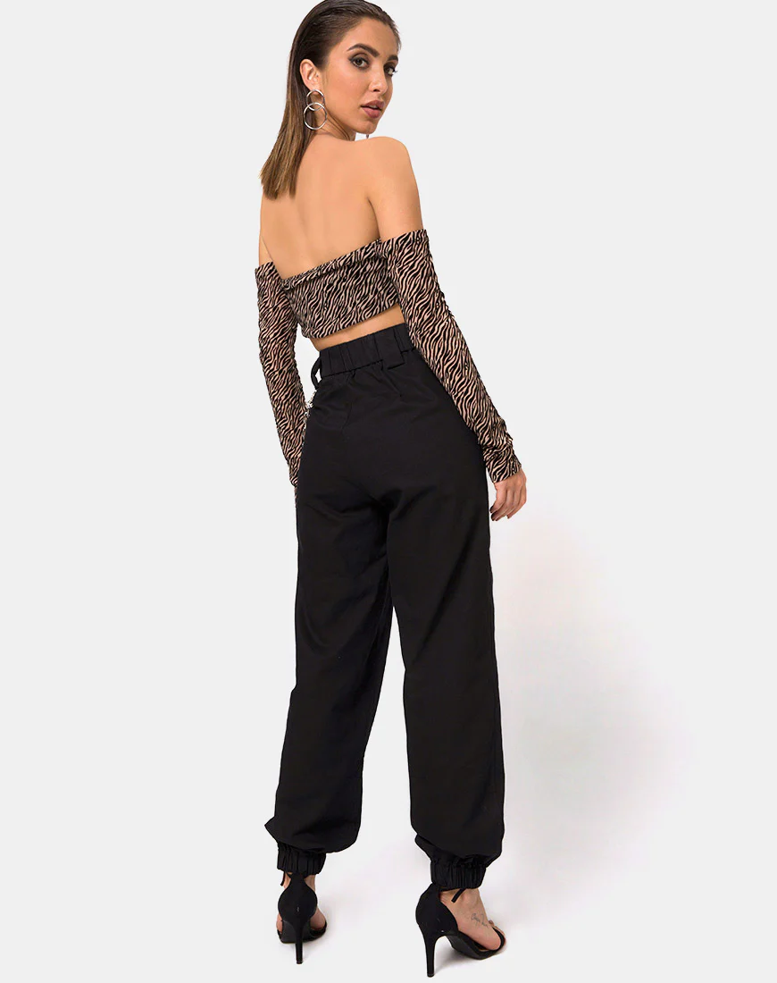 Nareen Off Shoulder Top in Tiger Net Tan - Image 4