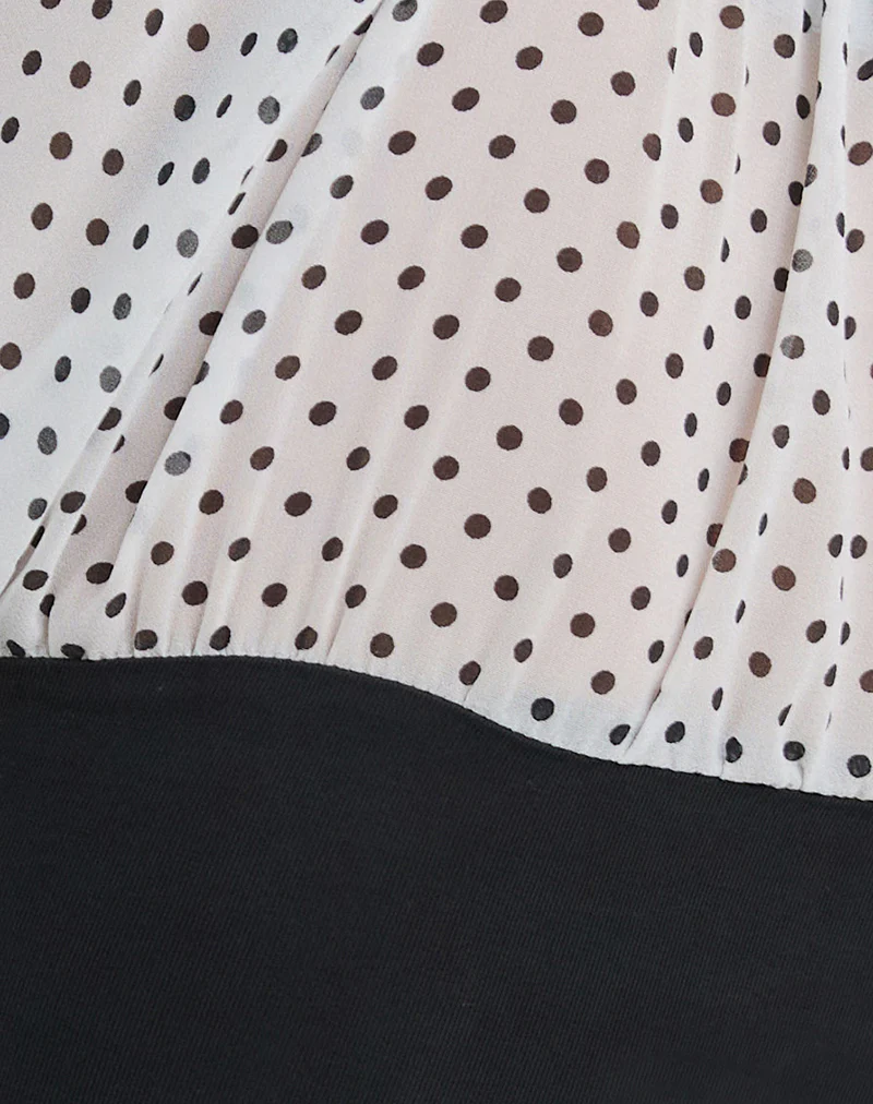 Naria Top in Chiffon White Basic Polka Black - Image 6