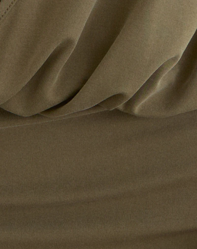 Narina Mini Dress in Cupro Olive Stone - Image 6