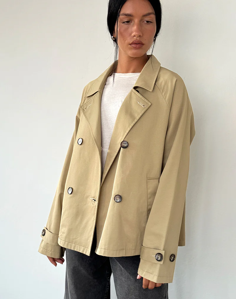 Narto Boxy Trench Jacket in Tan - Image 2