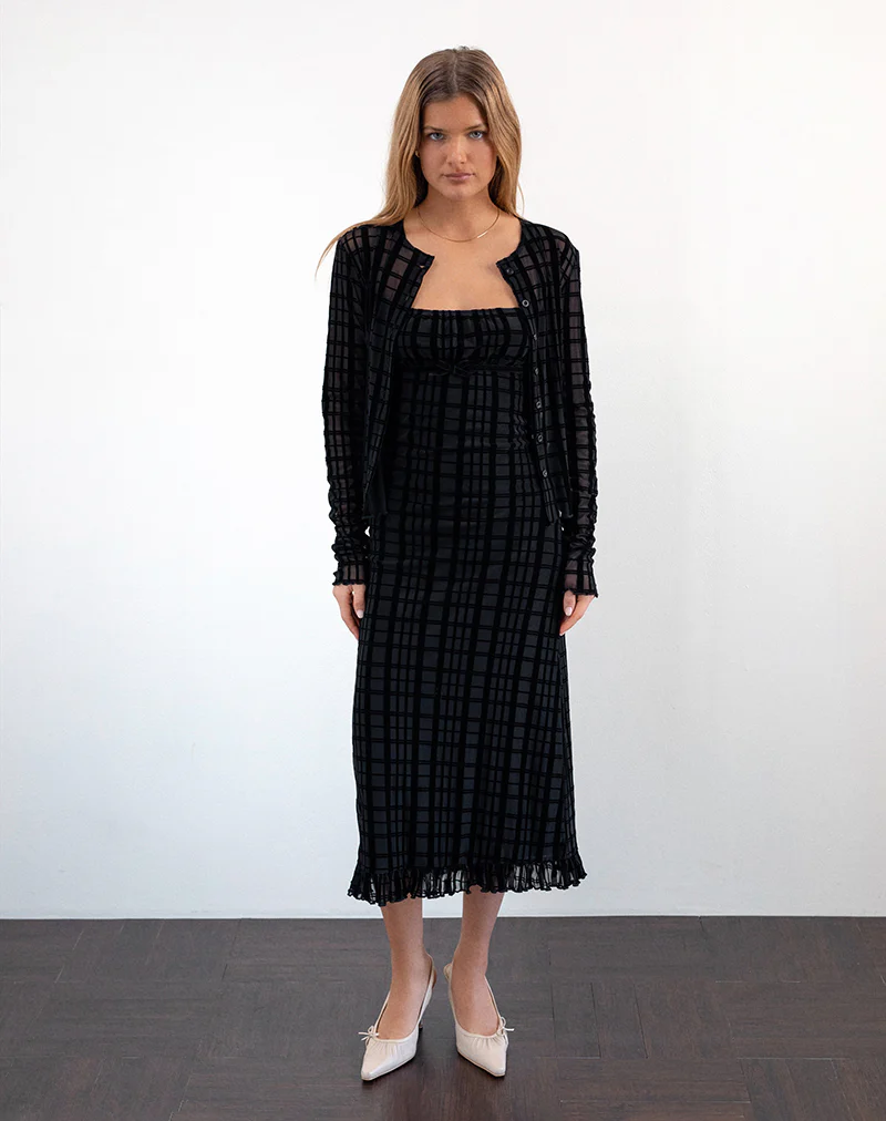 Nateda Dress in Tonal Check Flock Black - Image 2
