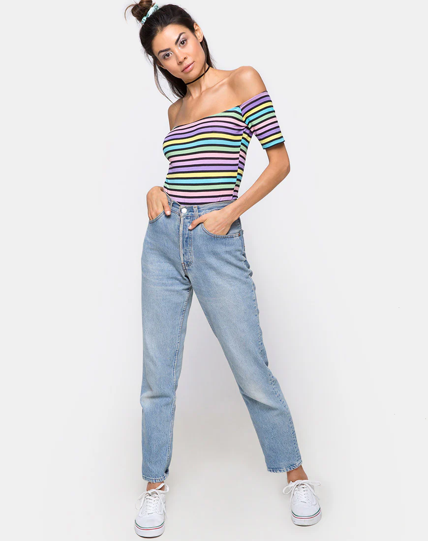 Natic Off The Shoulder Bodice in New stripe - Image 3