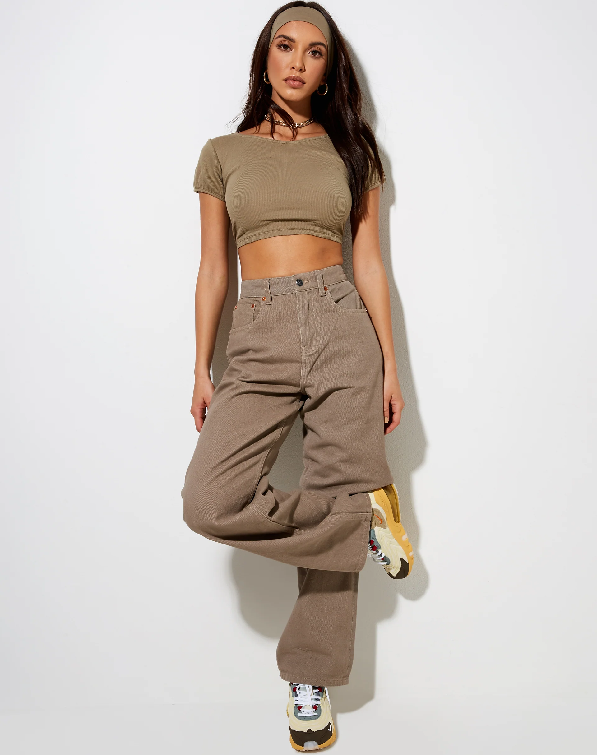 Natka Crop Top in Rib Eucalyptus - Image 2