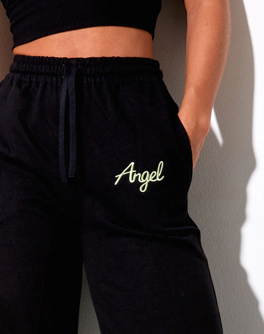 Nattan Jogger in Black 'Angel' Embro in Neon Green - Image 2