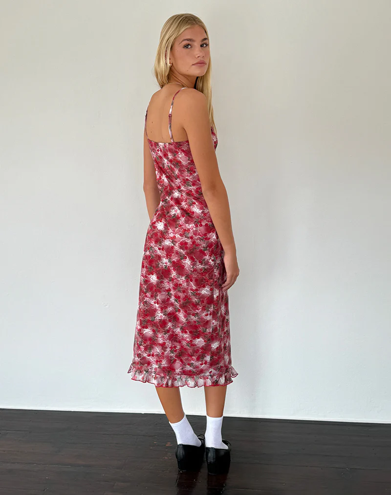Nawari Midi Dress in Printed Lace Cherry - Image 5