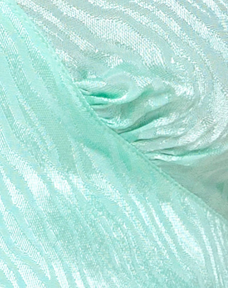 Naya Crop Top in Satin Zebra Aquamarine - Image 5