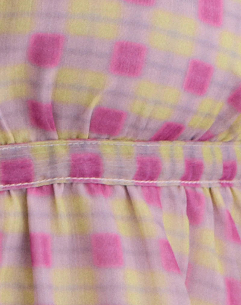 Nayu Halterneck Top in Blurred Check Pink and Green - Image 5