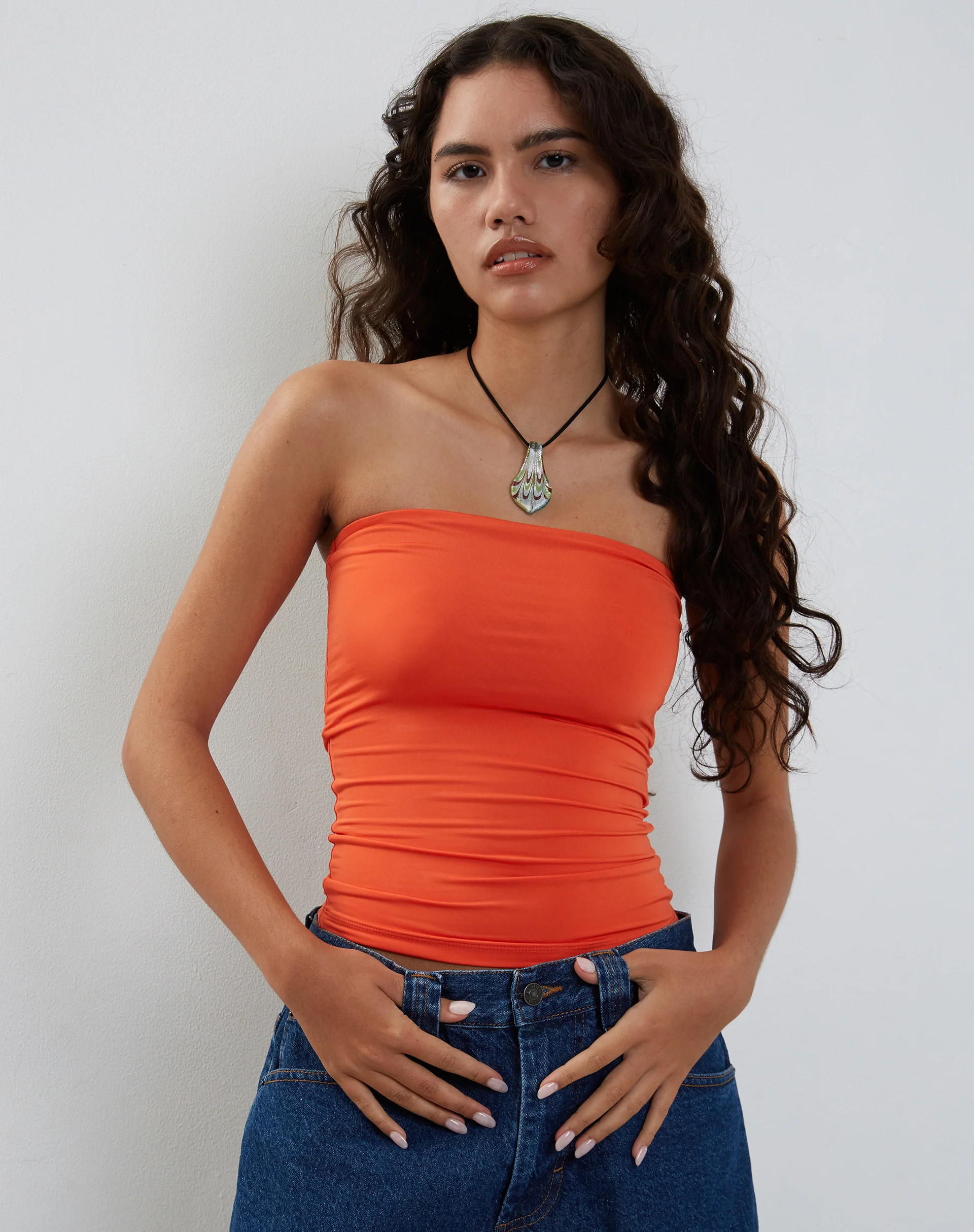 Neave Slinky Bandeau Top in Orange - Image 5