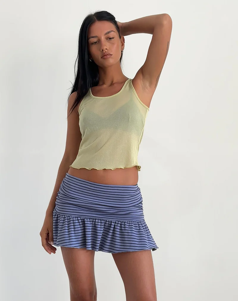 Nefeli Mini Skirt in Blue and Black Stripe - Image 3