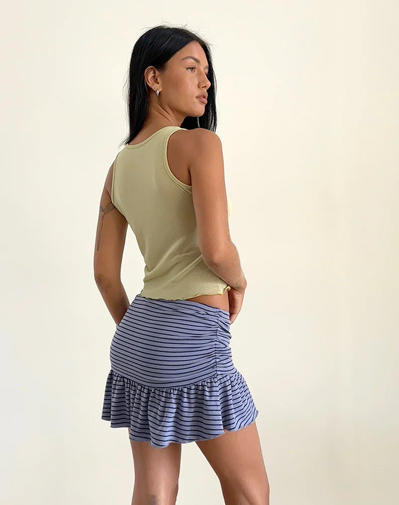Nefeli Mini Skirt in Blue and Black Stripe - Image 4