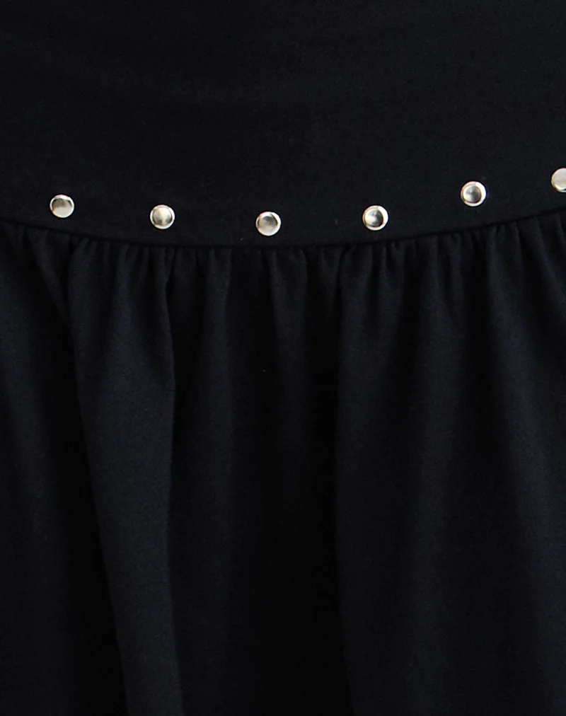 Nefety Studded Skirt in Jersey Black - Image 6