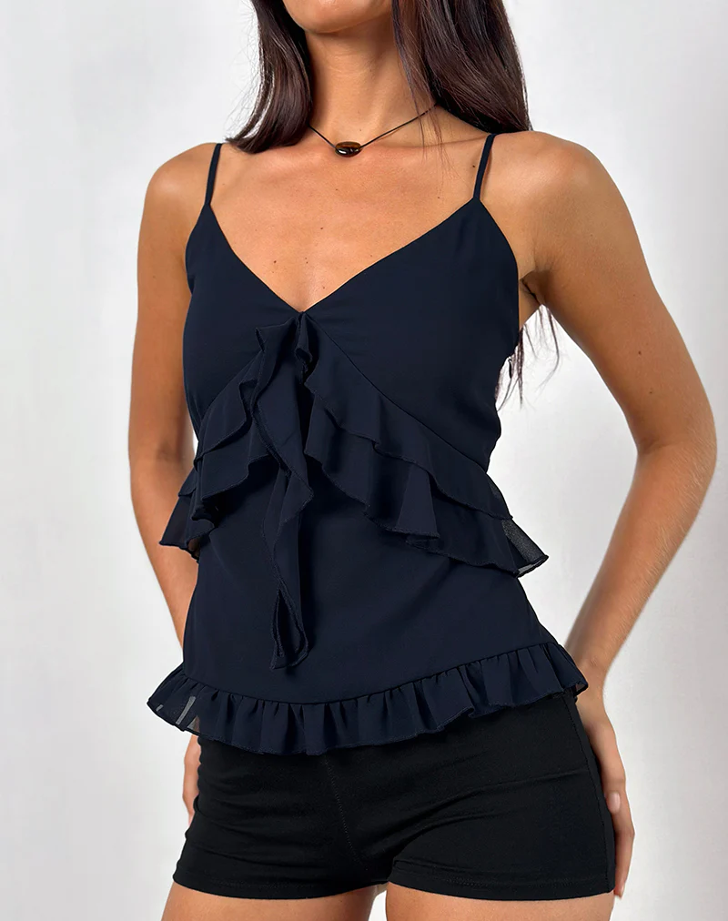 Nehla Cami Top in Chiffon Blue Graphite - Image 2