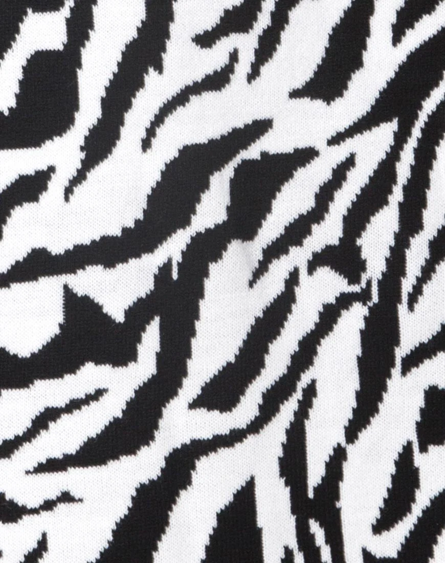 Neivie Jumper Dress in Zebra B/W - Image 8