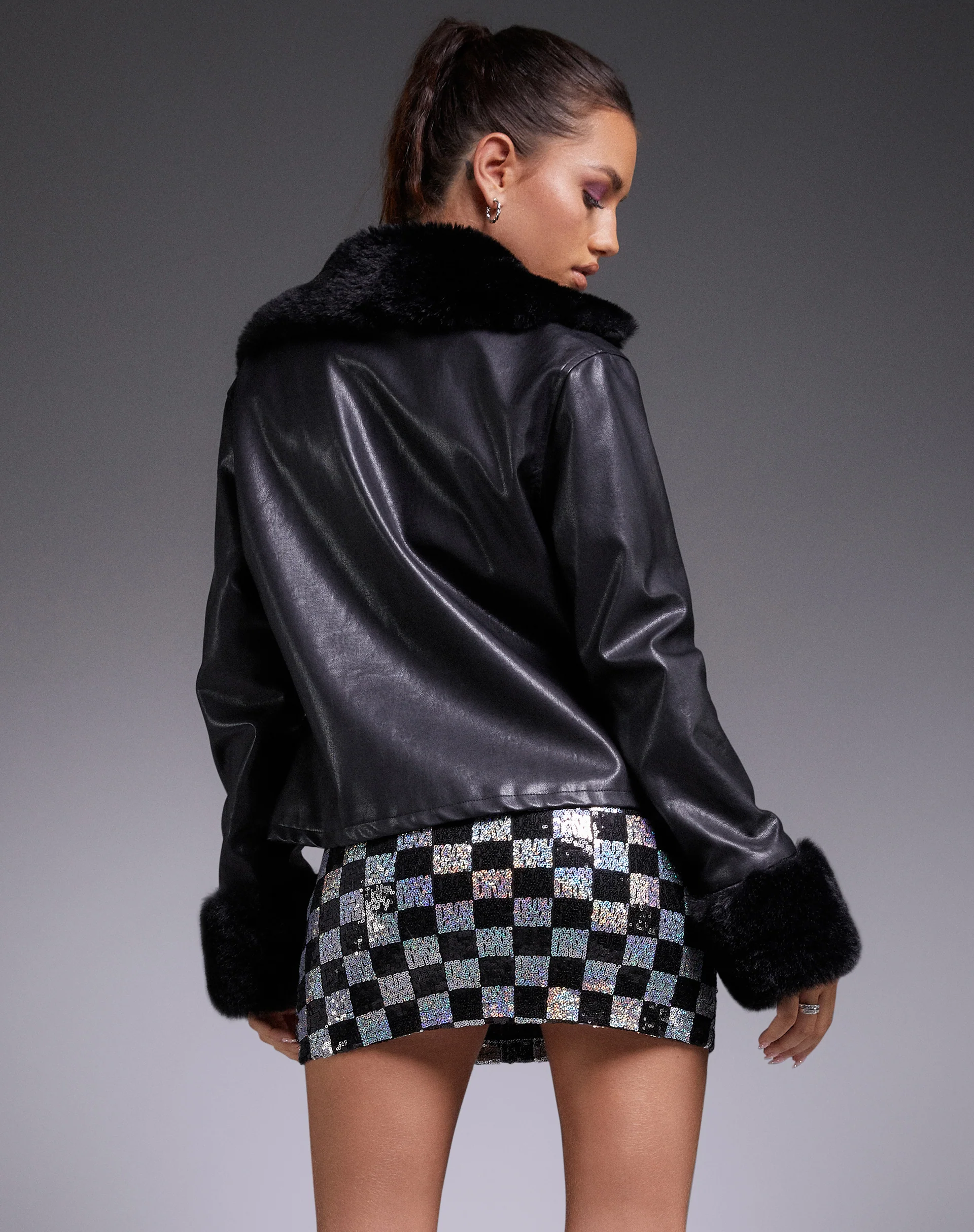 Neliya Jacket in Pu Black - Image 7