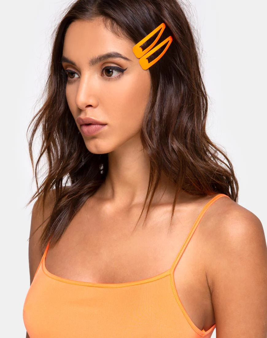 Neon Hair Clip Set in Orange - Image 3