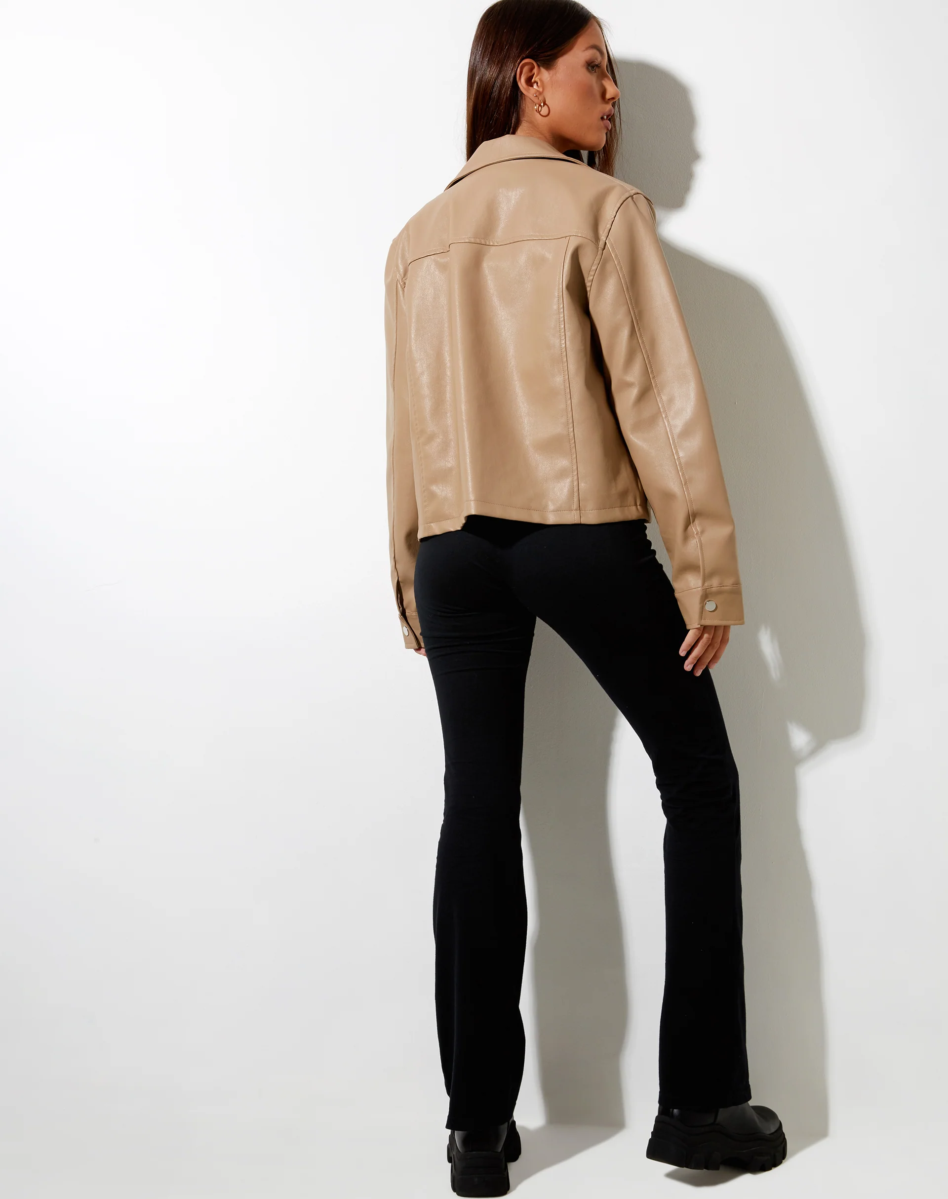 Nerissa Jacket in PU Light Brown - Image 5