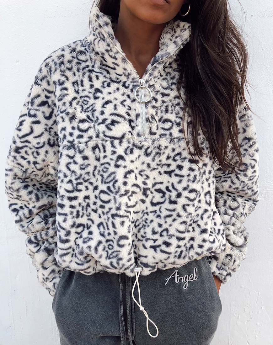 Nero Ring Pull Jacket in White Leopard - Image 2