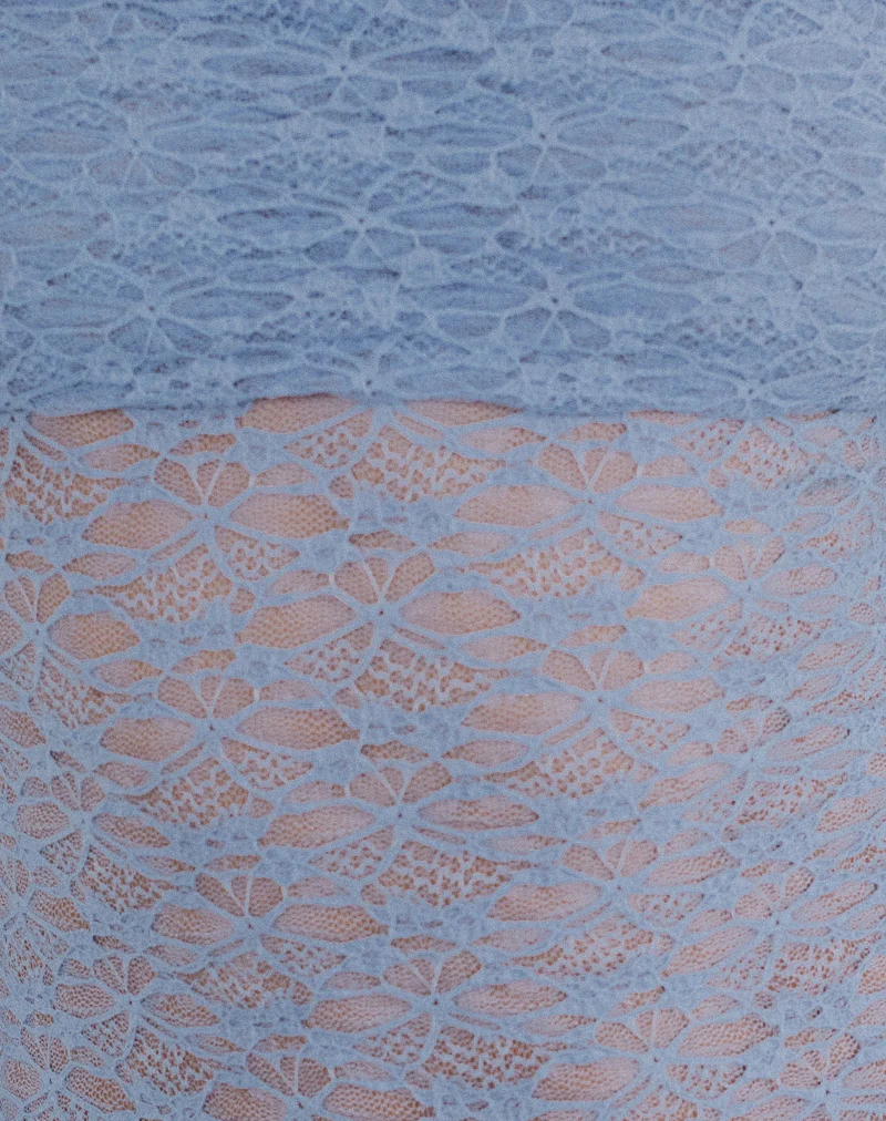 Nesta Bardot Top in Unlined Lace Blue - Image 6