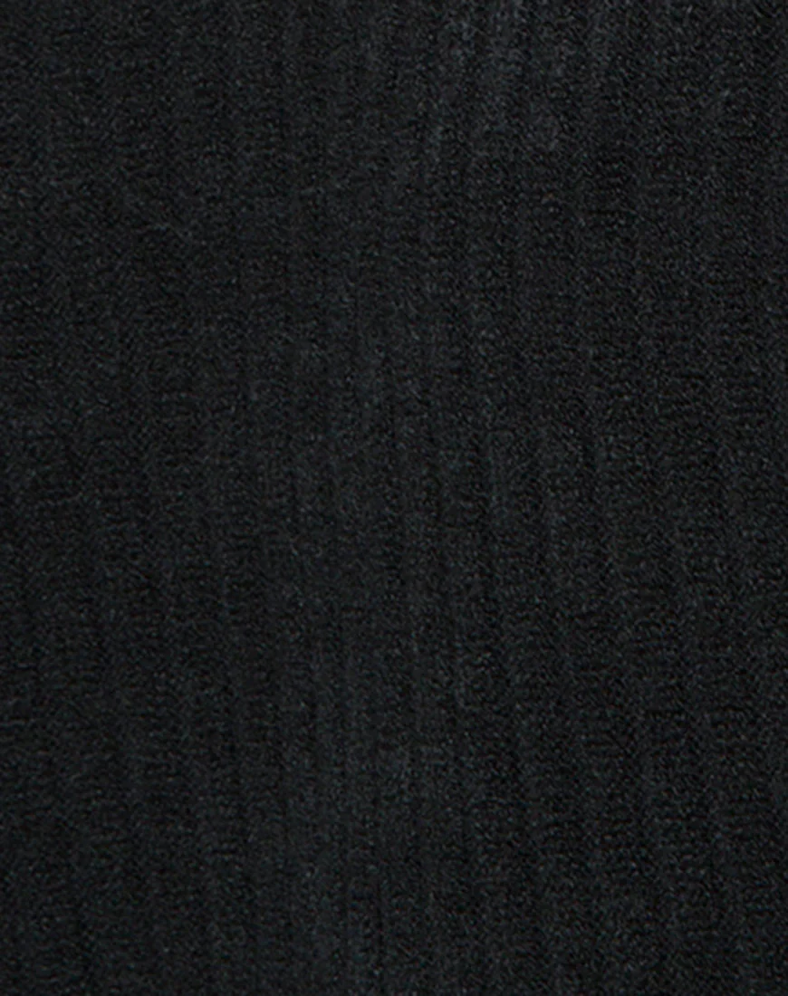 Neve Jumper Dress in Rib Knit Black - Image 4