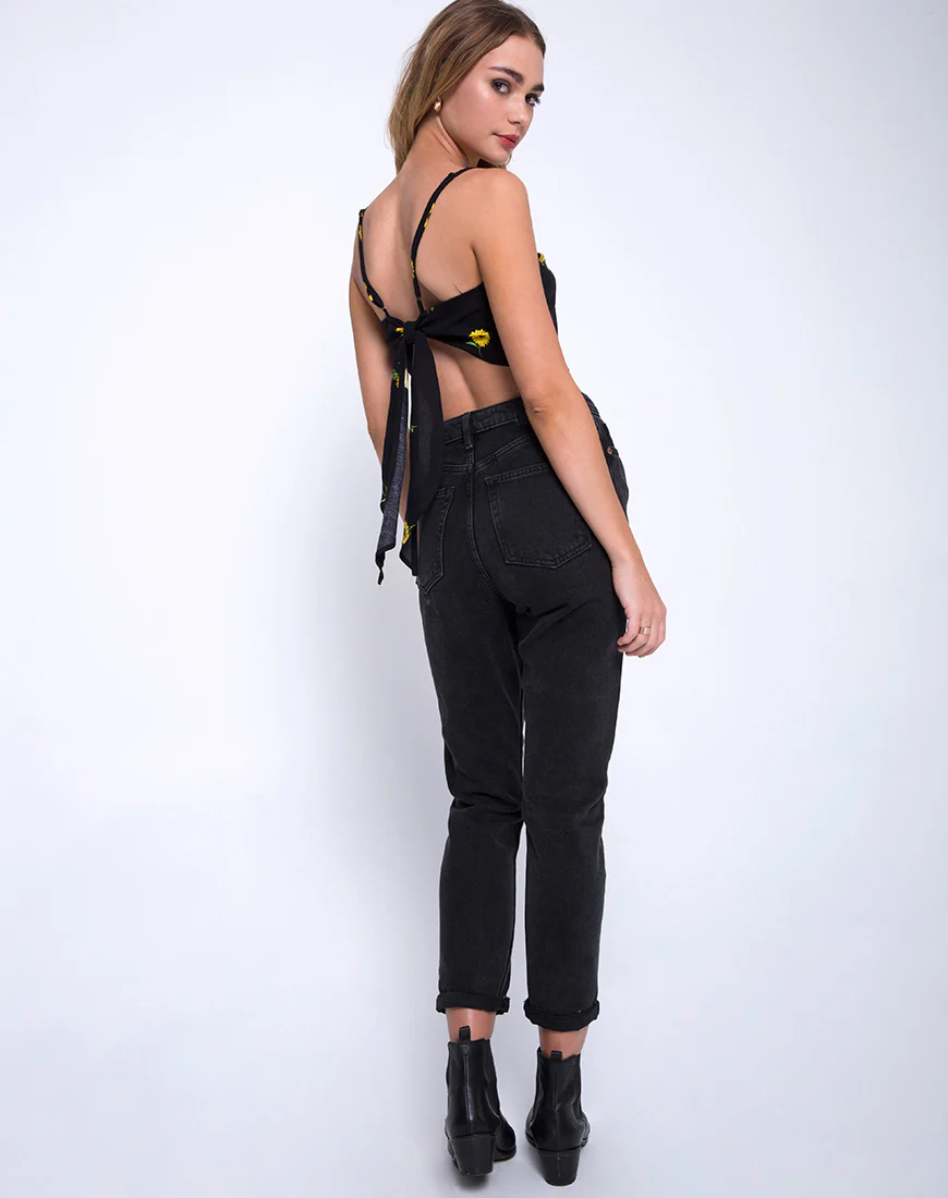 Newlda Crop Top  in Ditsy Sunflower - Image 4