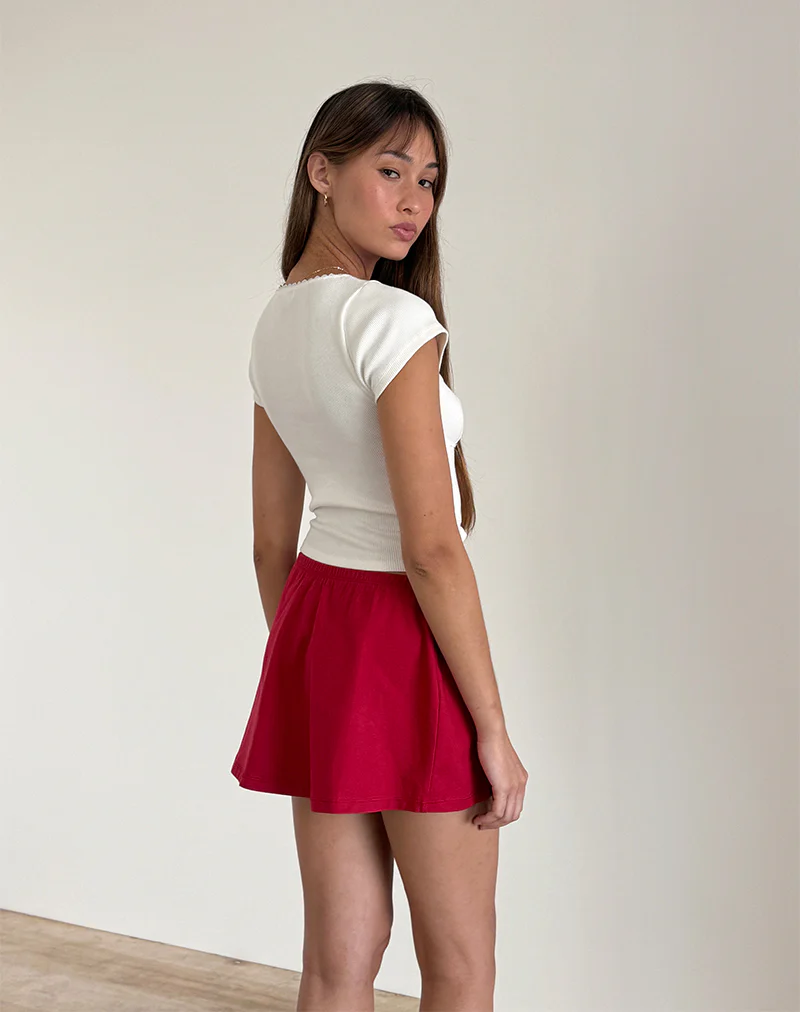 Nidya A-Line Mini Skirt in Adrenaline Red - Image 5