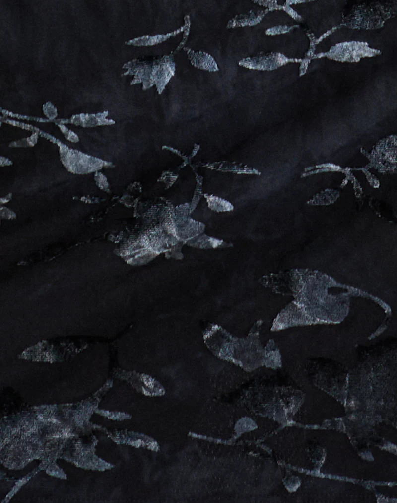 Nidya Mini Skirt in Leaf Velvet Dark Blue - Image 6