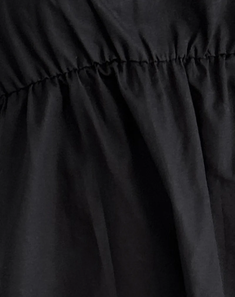Nigta Tie Front Mini Dress in Poplin Black - Image 6