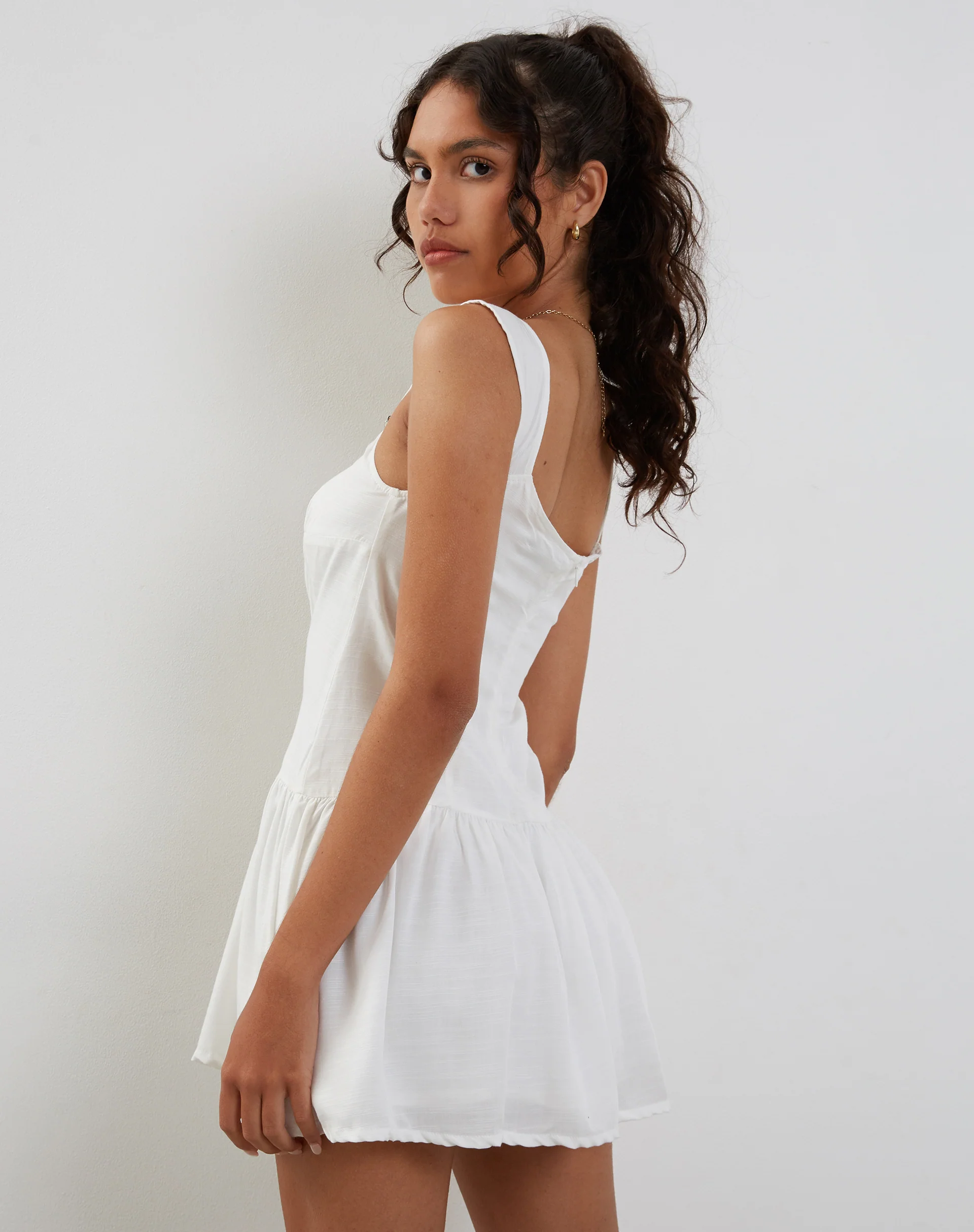 Nihao Mini Dress in White - Image 4