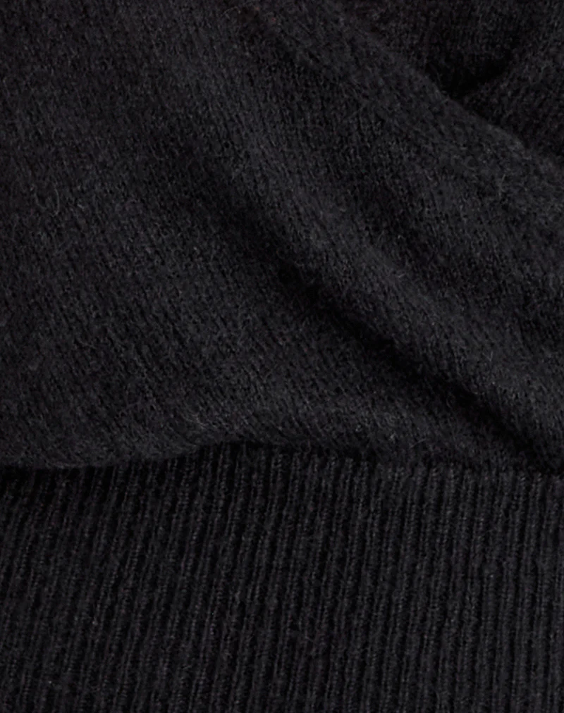 Nilza Wrap Top in Knit Black - Image 6