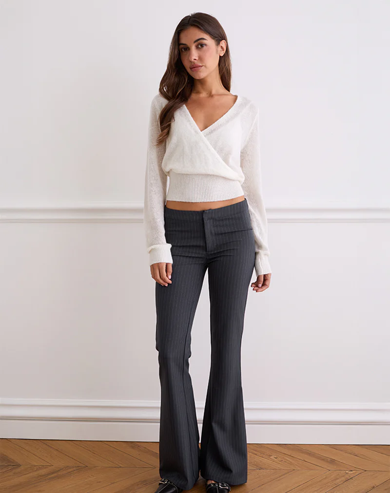 Nilza Wrap Top in Knit Off White - Image 2