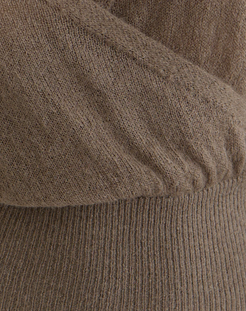 Nilza Wrap Top in Knit Taupe - Image 6